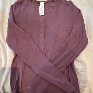 Women's Purple Ribbed Long Sleeve Cardigan Oner Active